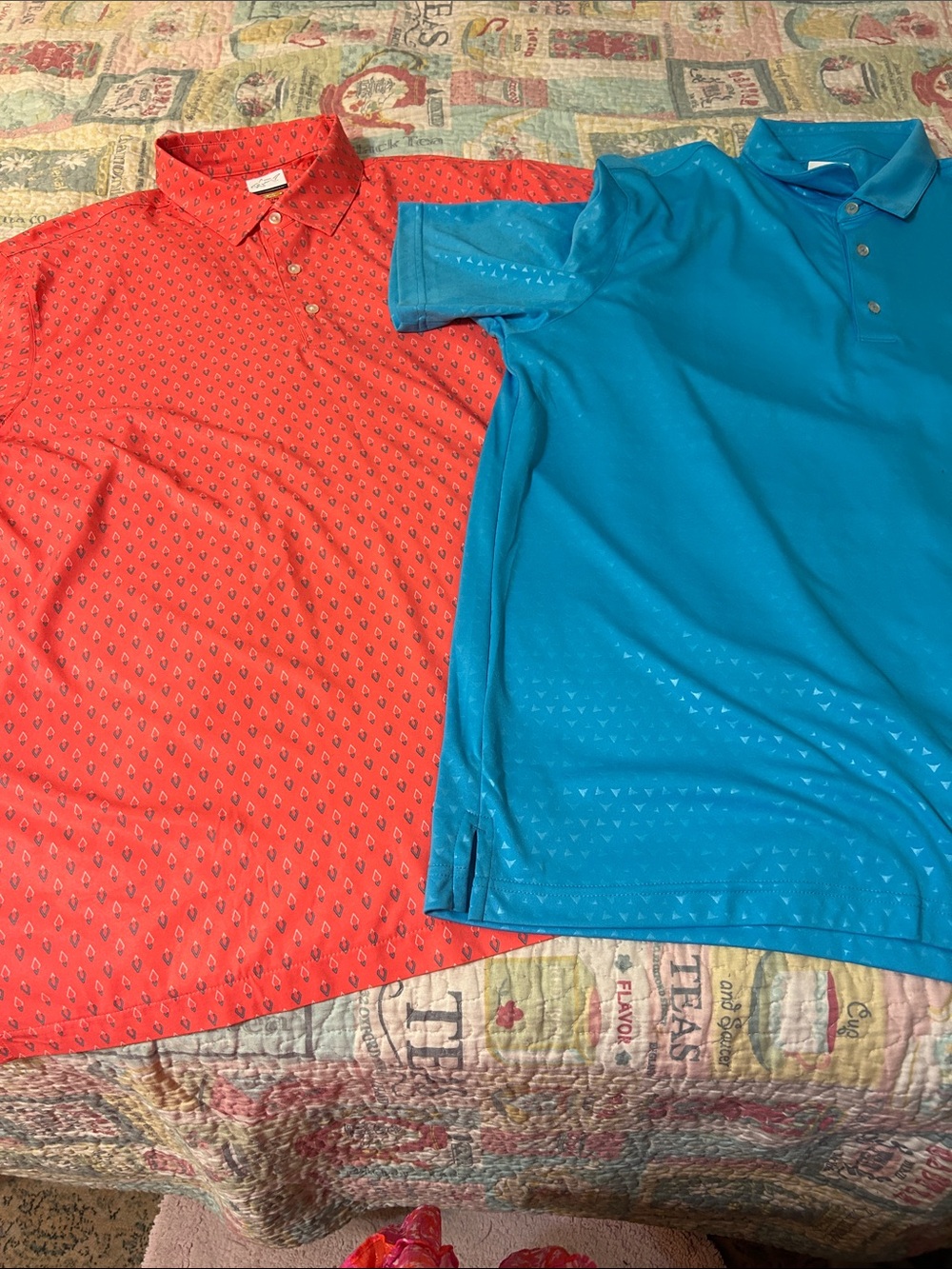 Greg Norman Collection Polo Duo - Coral Red & Turquoise Blue